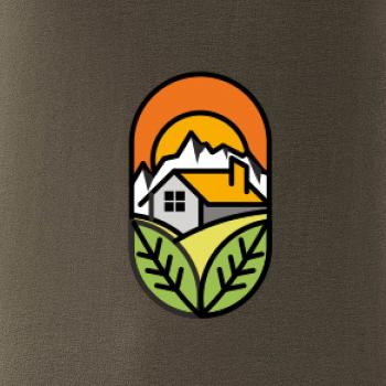 Chalupa pri západe slnka