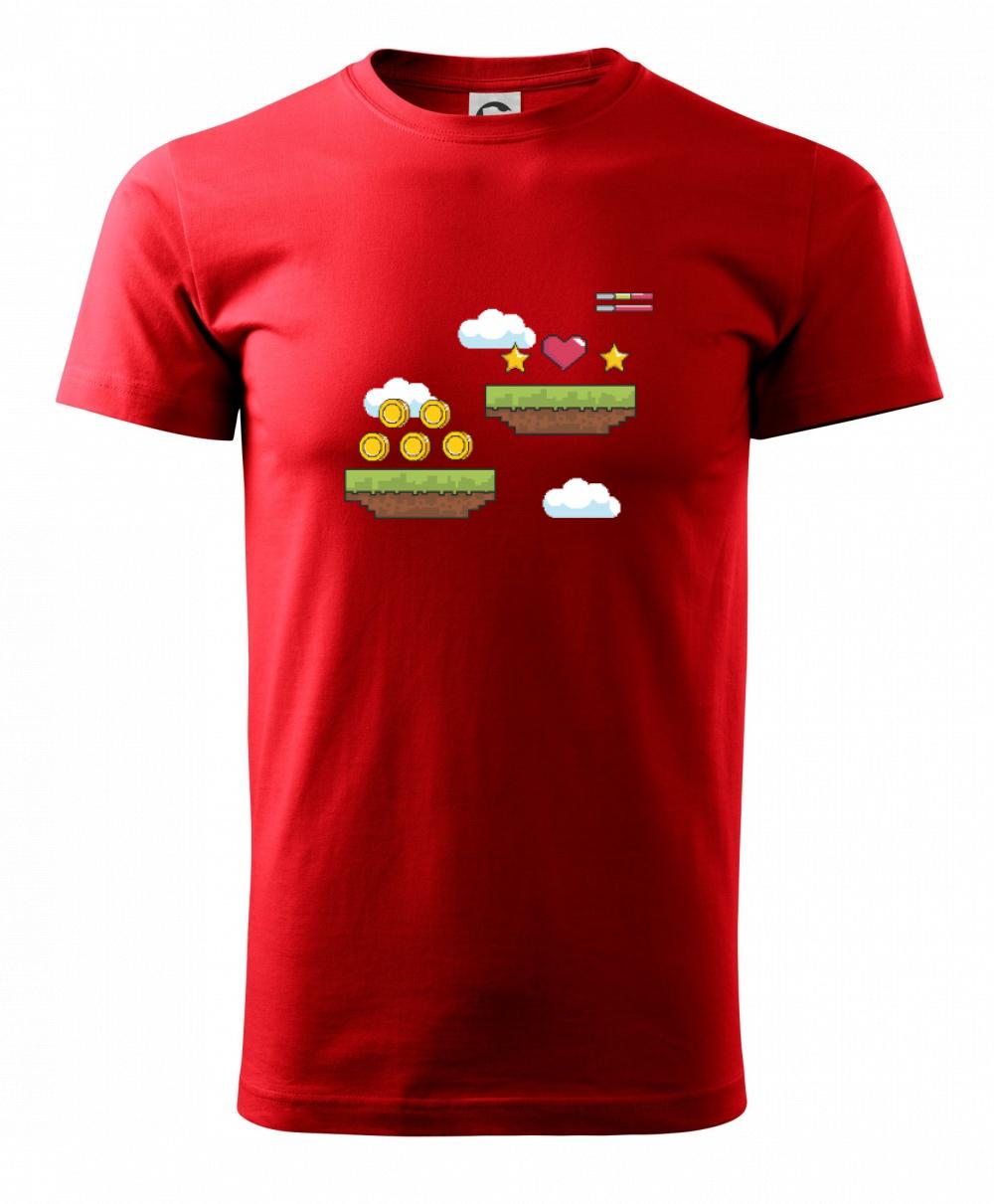 Tričká pre ajťákov - Gamer - stará hra - mince a mraky - Tričko extra veľké  (5-8XL)