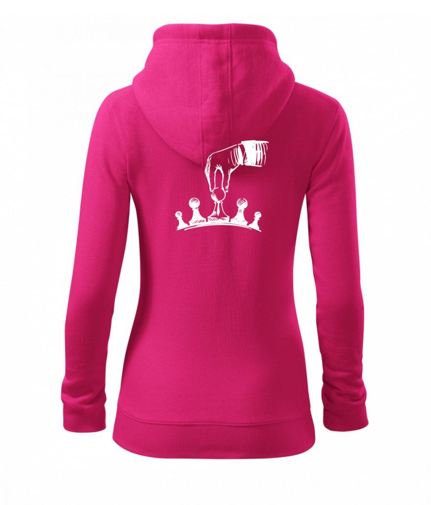 Tričká a mikiny so spoločenskými hrami  - Šach - ruka - Mikina dámska trendy zipper s kapucňou
