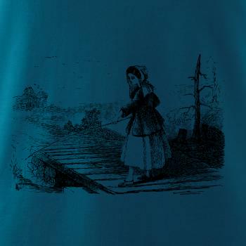 Kreslené dievča na rybách