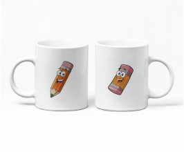 Párový hrnček ceruzka a guma - 2 hrnčeky