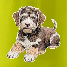 Lagotto romagnolo ležiaci vyšívaný na prsníku