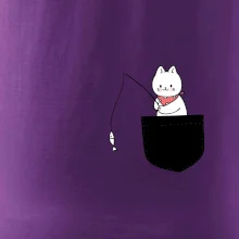 Mačka s rybou vo vrecku