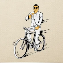 Gentleman na bicykli s pivom