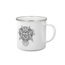 Steampunk sova čiernobiela