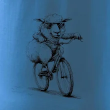 Ovce s okuliarmi na bicykli