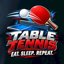 Stolní tenis pálka a míček eat sleep repeat