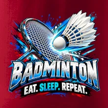 Bedmintonová raketa s košíčkom eat sleep repeat