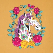 Kôň farebný s kvetinami