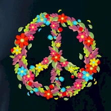 Peace symbol červené kvety