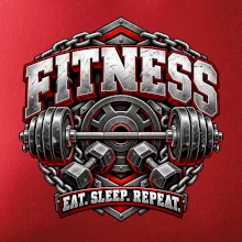 Fitness činka a závažia eat sleep repeat