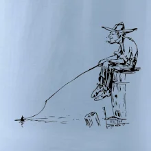 Kreslený rybár na pni