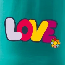 Love nápis s kvetinou