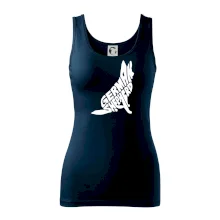 Nemecký ovčiak sediaci napis