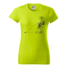 Kreslený rybár na pni