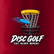 Discgolfový kôš s letiacim diskom eat sleep repeat
