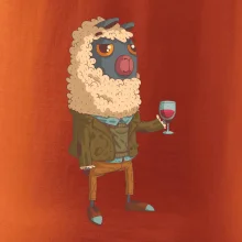 Alpaka s vínom muž