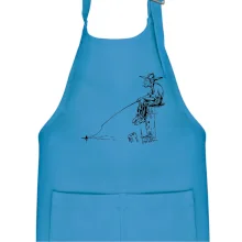 Kreslený rybár na pni