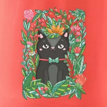 Mačka s kvetmi maľované