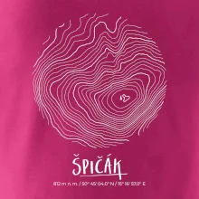 Špičák - vrstevnice v kruhu