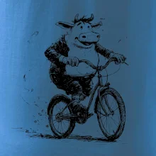 Tučná krava na bicykli