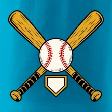 Zkřížené baseballové pálky a míček