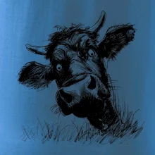 Čiernobiela karikatúra čierna krava hlava