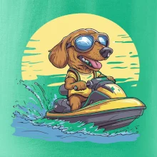 Jazvečík na vodnom skútri