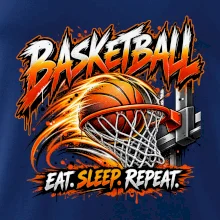 Basketbalový kôš s loptou eat sleep repeat