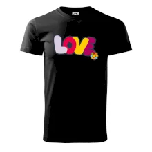 Love nápis s kvetinou