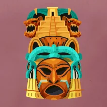 Mayová maska s pyramídou