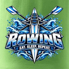 Veslařská loď se zkříženými vesly eat sleep repeat