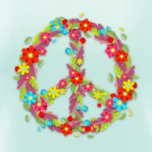 Peace symbol červené kvety