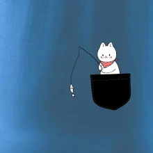 Mačka s rybou vo vrecku