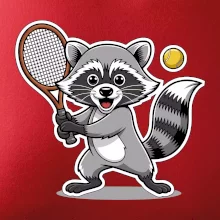 Mýval hrá tenis kreslený Mýval hrá tenis kreslený