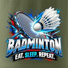 Bedmintonová raketa s košíčkom eat sleep repeat