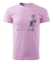 Kreslený rybár na pni