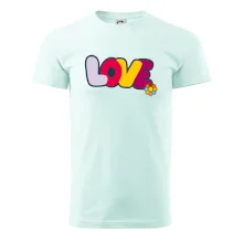 Love nápis s kvetinou