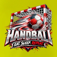 Hádzanárska lopta v bránke eat sleep repeat