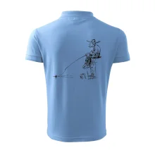 Kreslený rybár na pni