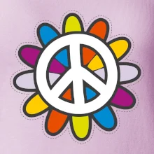 Peace symbol s kreslenou kvetinou