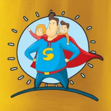 Táta superman - dievča a chlapec Táta superman - dievča a chlapec
