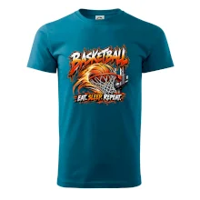 Basketbalový kôš s loptou eat sleep repeat