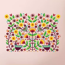 Folklór - farebne kvetiny obdĺžnik