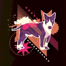 Pes abstraktný fialový