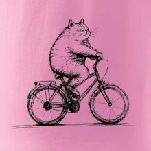 Tučná mačka na bicykli