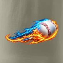 Letící baseballový míček v plamenech