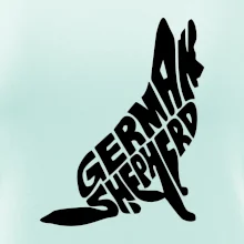 Nemecký ovčiak sediaci napis