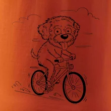 Lagotto romagnolo karikatúra na bicykli čierna