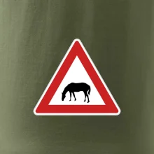 Dopravná značka - Pozor pasúci sa kôň